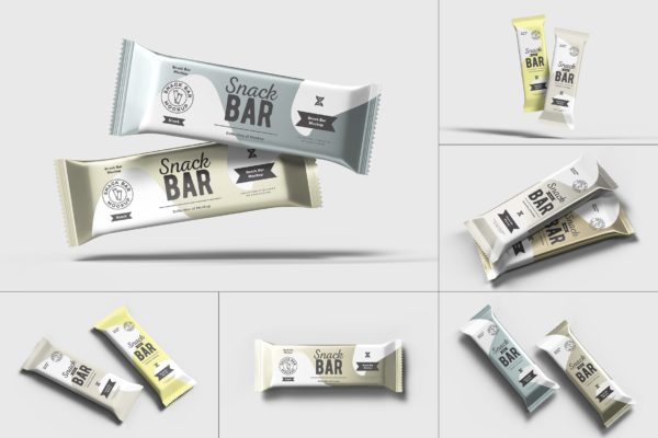  小零食包装袋设计外观预览样机 Snack Bar Mock-up 