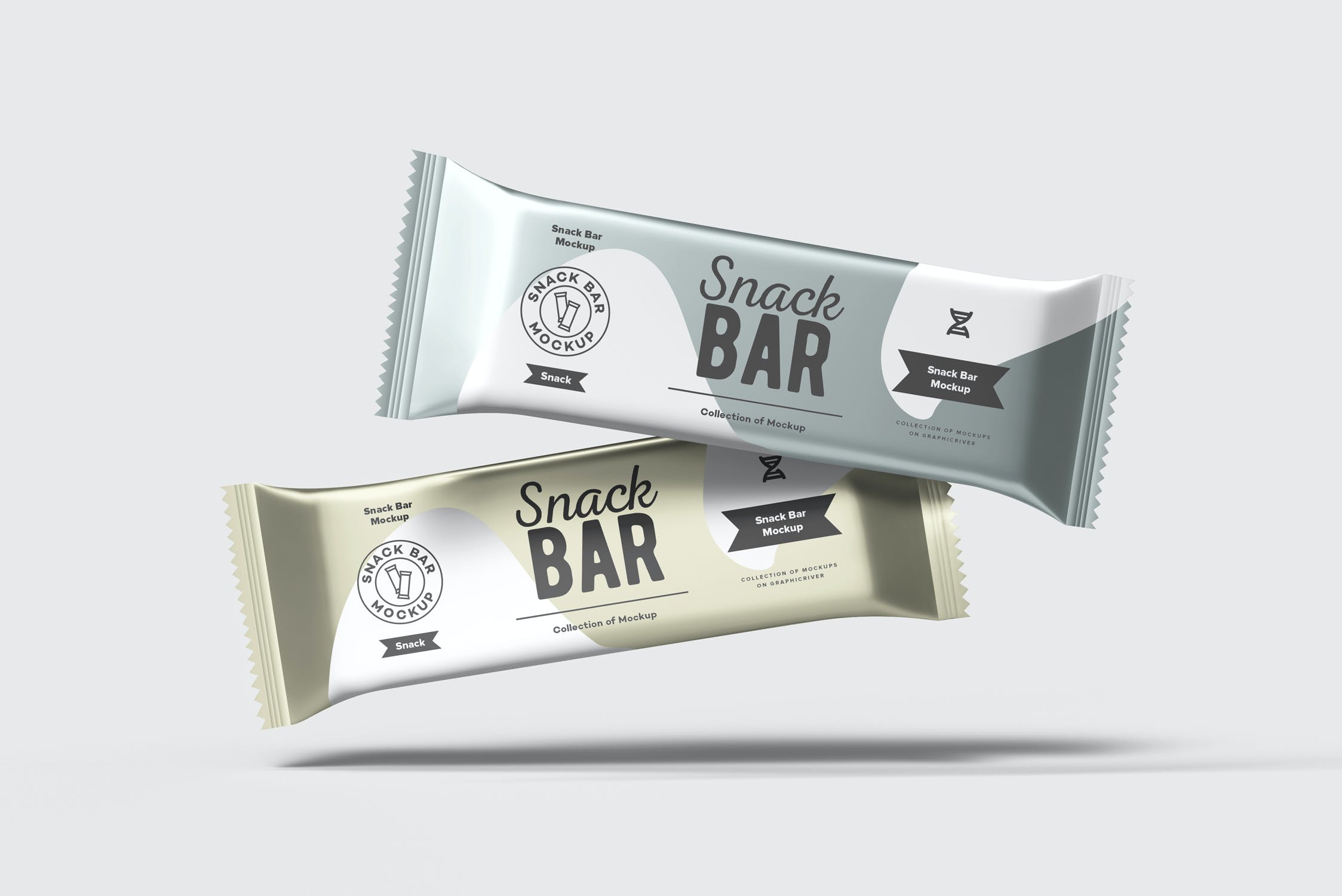 小零食包装袋设计外观预览样机 Snack Bar Mock-up设计素材模板