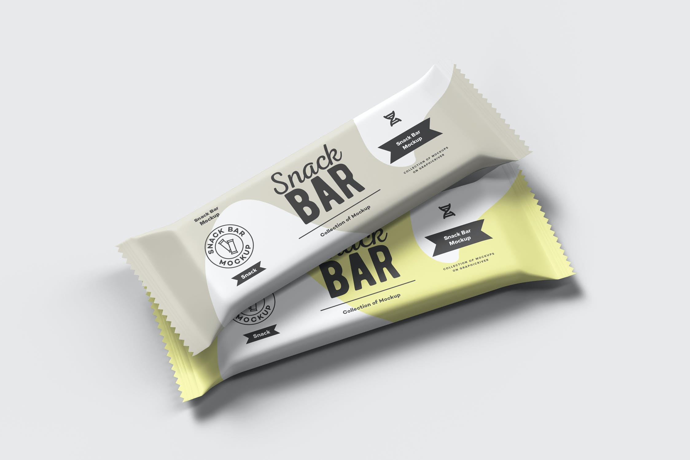 小零食包装袋设计外观预览样机 Snack Bar Mock-up设计素材模板
