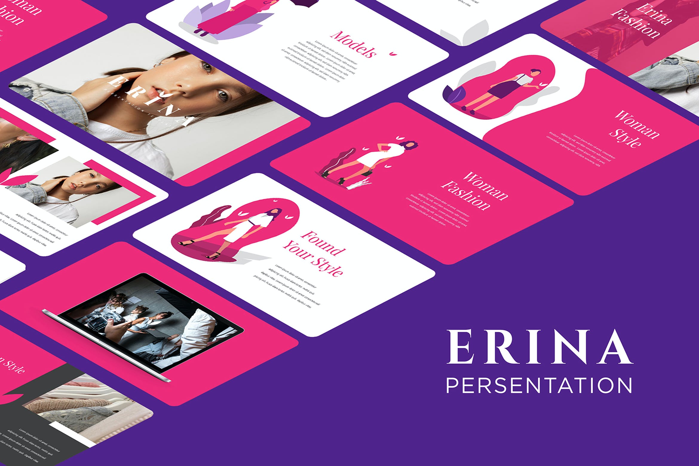 女性时尚演示文稿PPT模板 Erina – Powerpoint Template设计素材模板