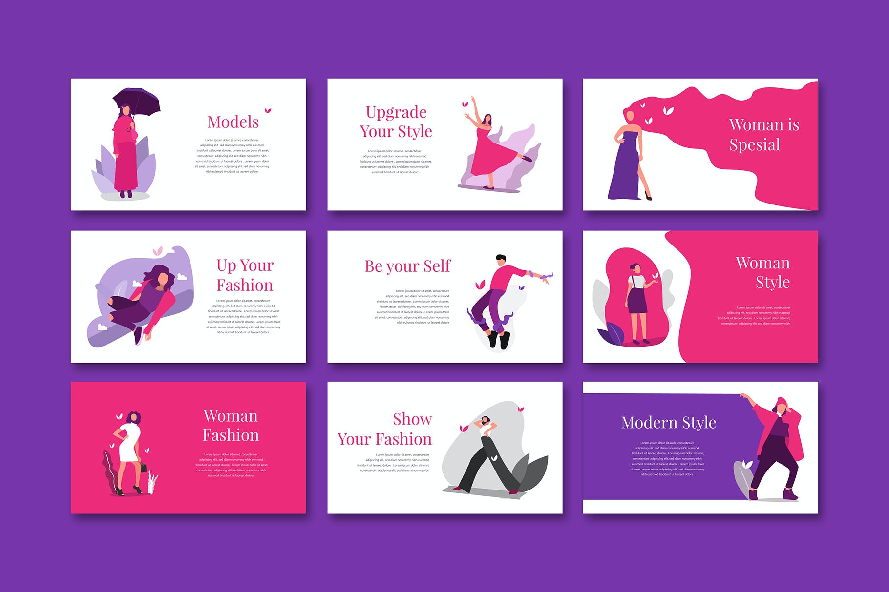 女性时尚演示文稿PPT模板 Erina – Powerpoint Template设计素材模板