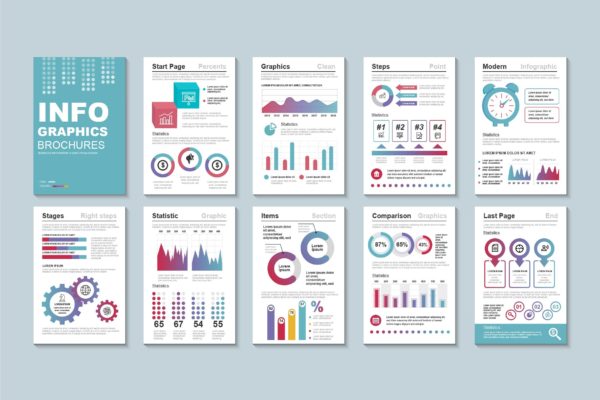 信息图表数据演示文稿宣传册版式设计模板v3 Presentation Infographic Brochure Templat