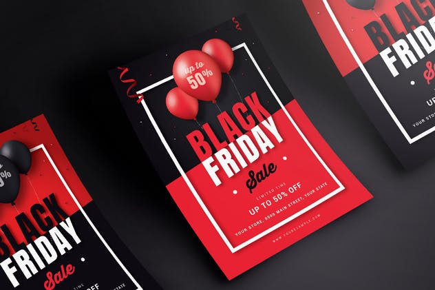 传单设计海淘销售模板 Black Friday Sale Flyer设计素材模板