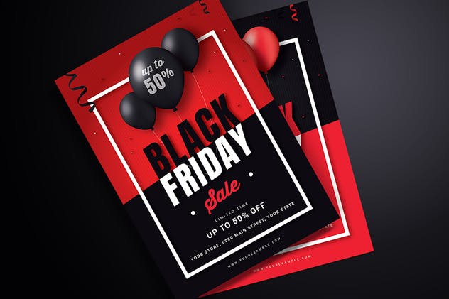 传单设计海淘销售模板 Black Friday Sale Flyer设计素材模板