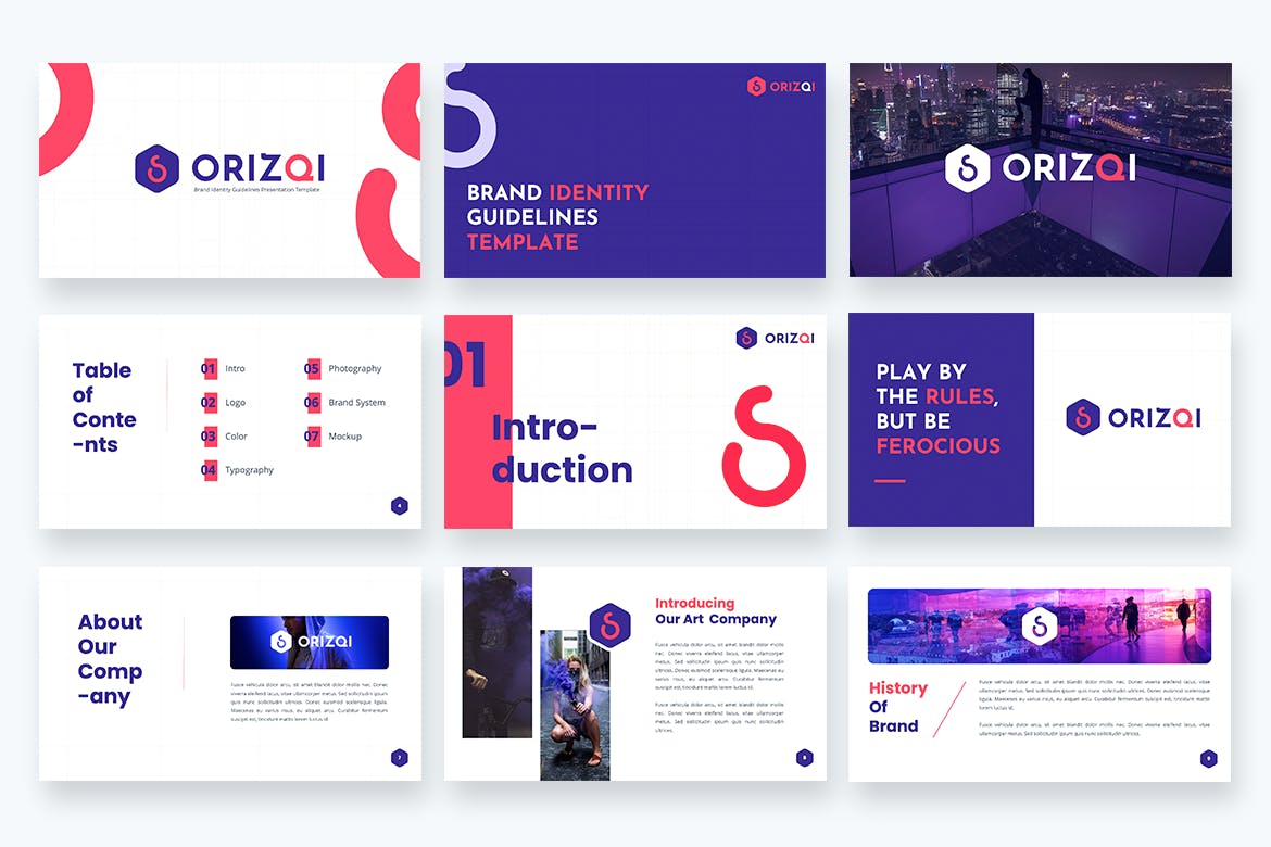 时尚品牌指南PowerPoint模板 Orizqi – Brand Identity Powerpoint Template设计素材模板