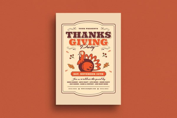 海报设计/感恩节活动传单模板 Thanksgiving Event Flyer