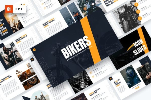 自行车销售＆摩托车Powerpoint模板 Bikers – Motorcycle & Bike Powerpoint Template