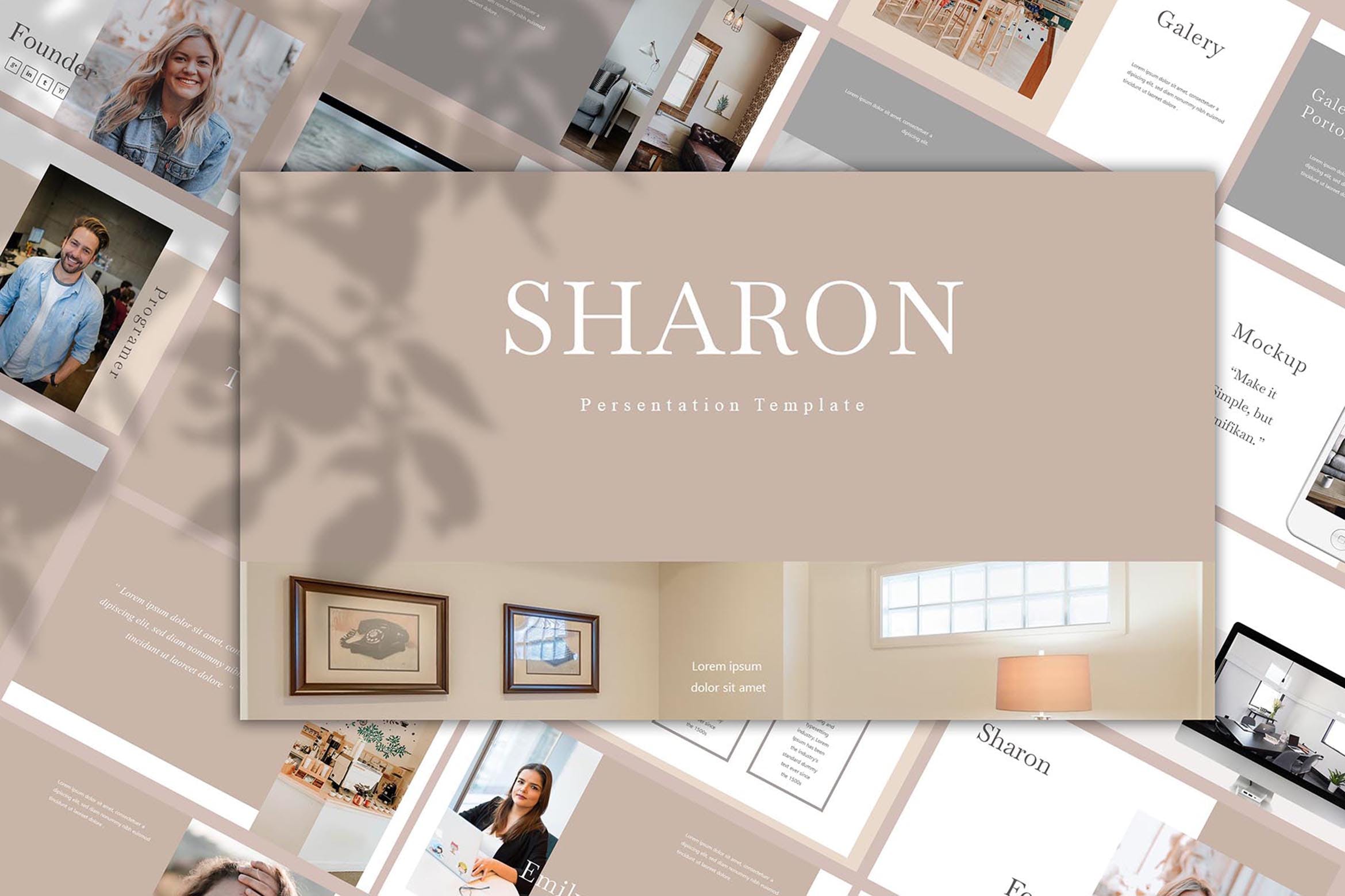 欧美风简洁时尚品牌产品展示PPT模板 Sharon – Powerpoint Template设计素材模板