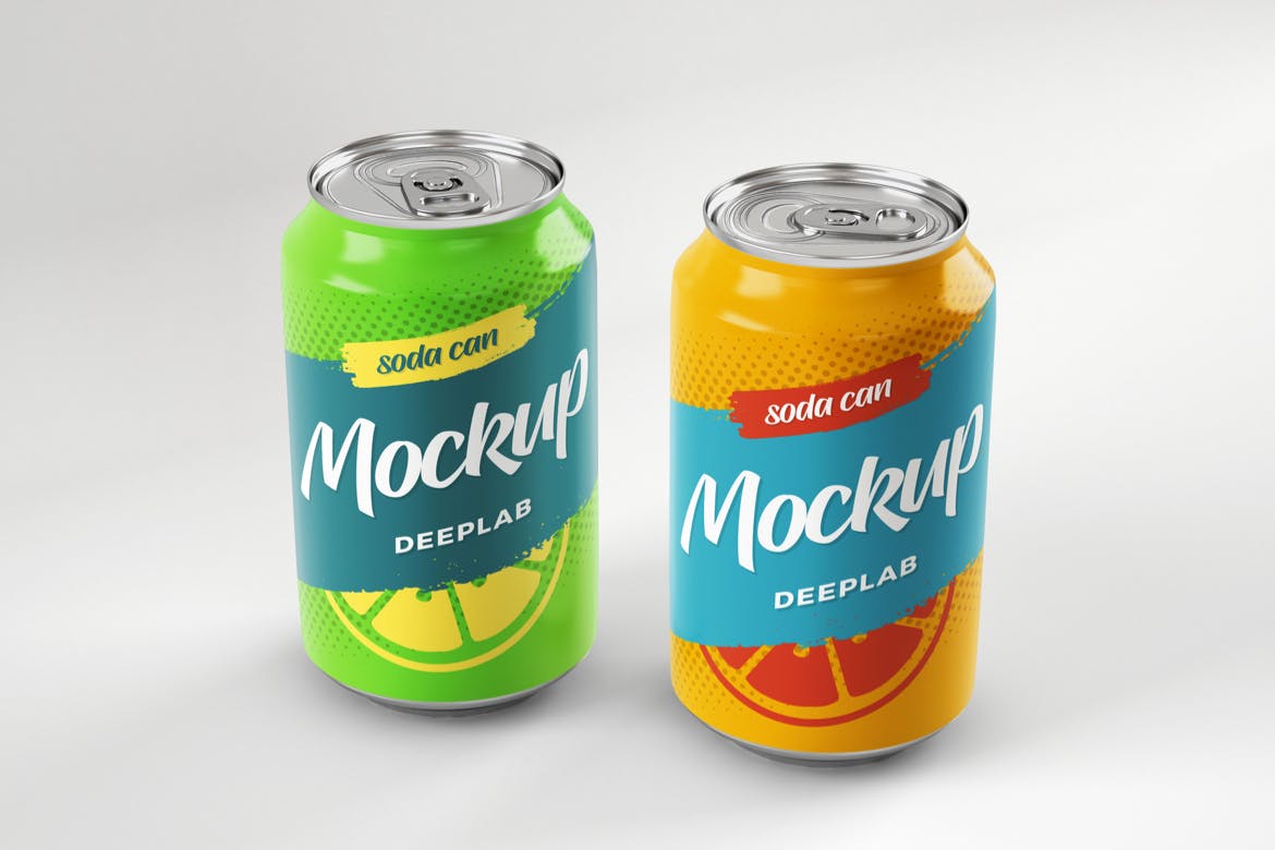 苏打水&柠檬水饮料易拉罐样机集 Soda Can Mockup Set设计素材模板