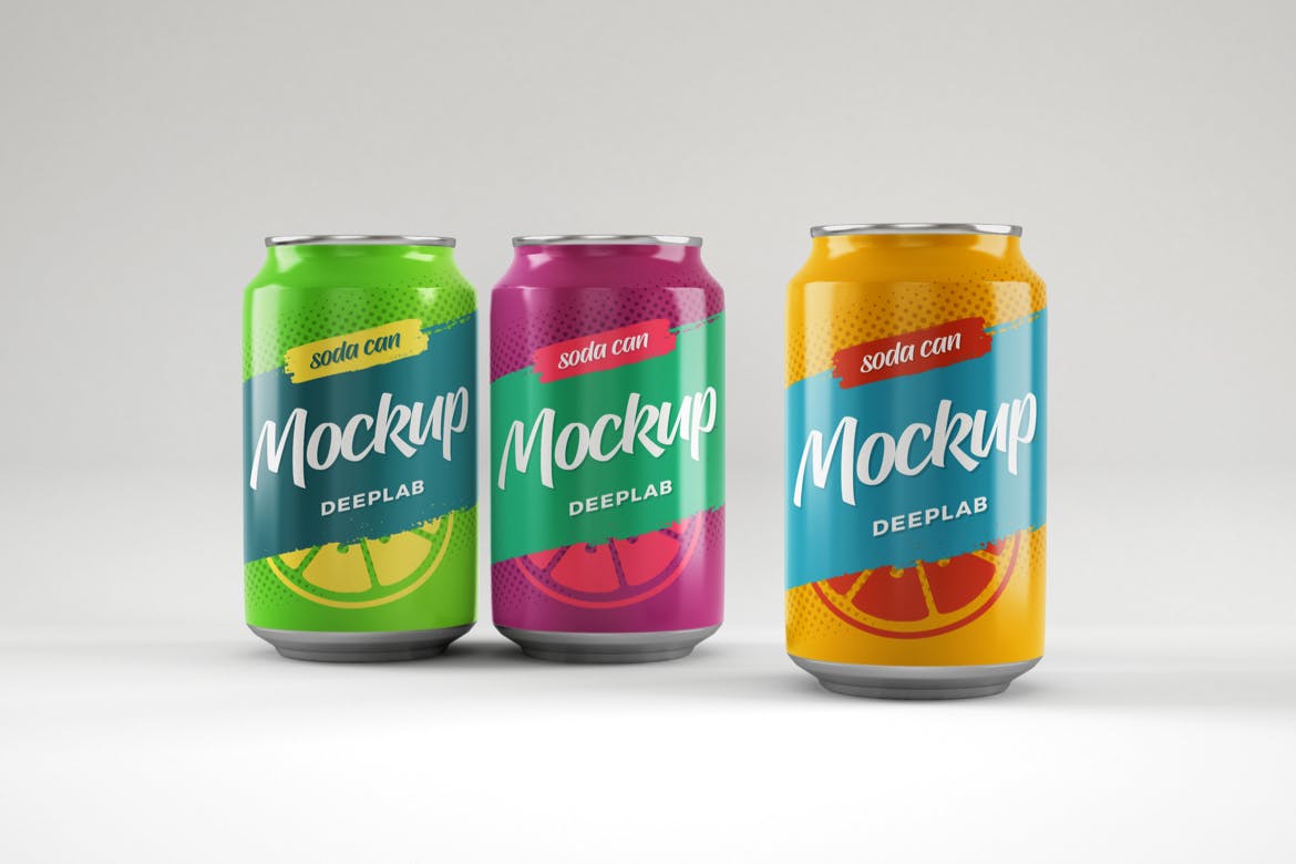 苏打水&柠檬水饮料易拉罐样机集 Soda Can Mockup Set设计素材模板