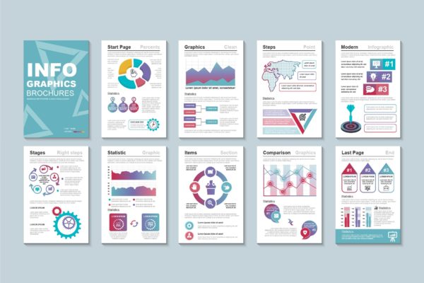 信息图表宣传册数据演示文稿版式设计模板v2 Presentation Infographic Brochure Templat