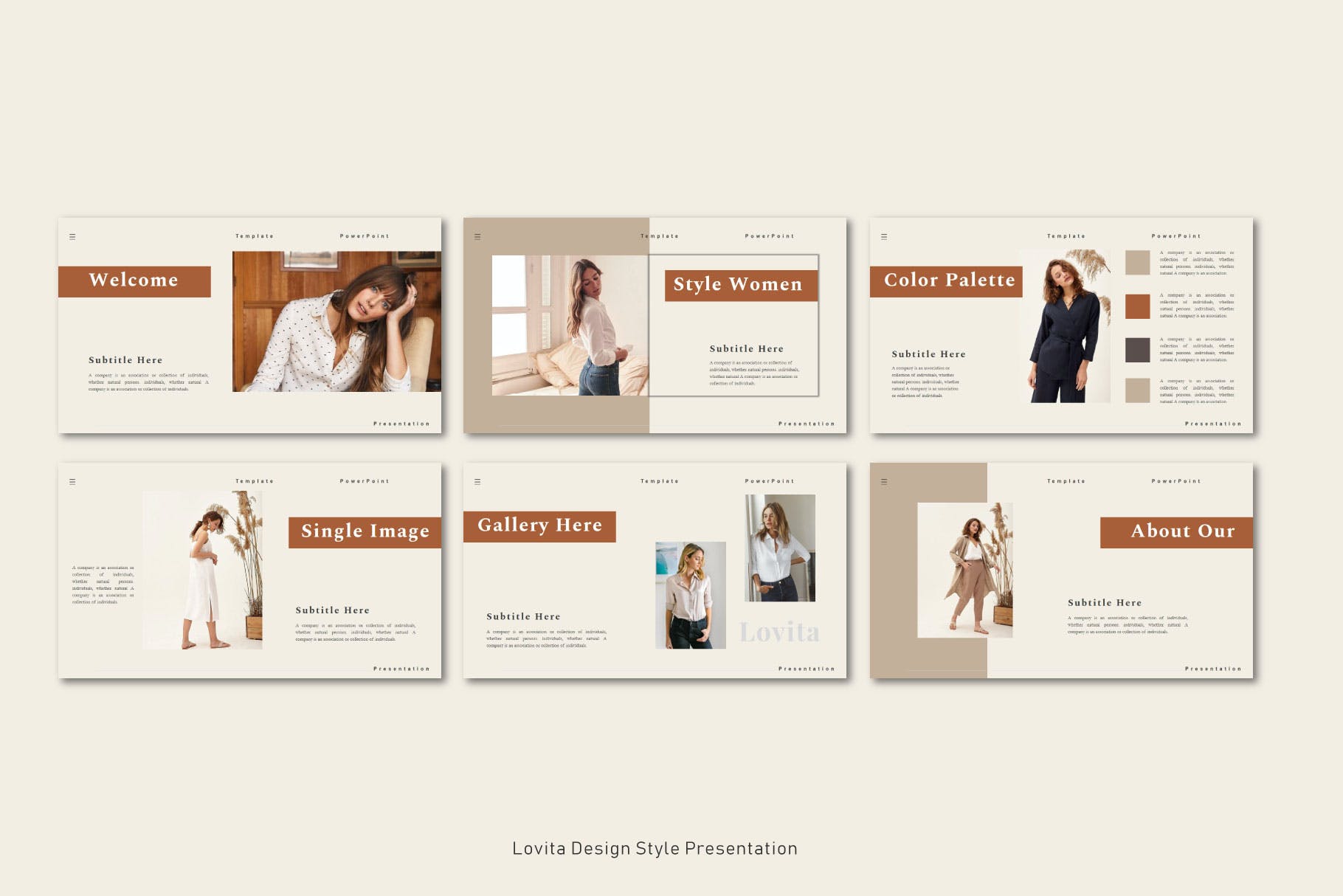 PPT幻灯片时尚服装设计模板 Lovita – Powerpoint Template设计素材模板