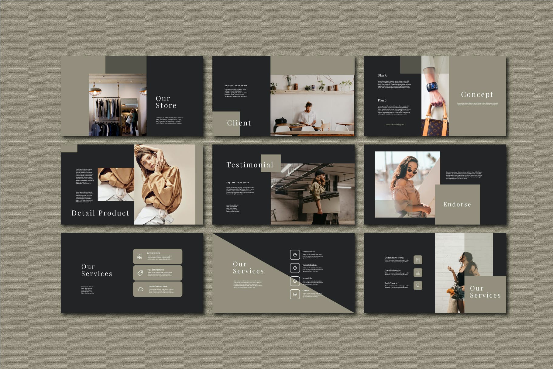 服装品牌欧美风营销PPT幻灯片模板 Agnez – Powerpoint Template设计素材模板