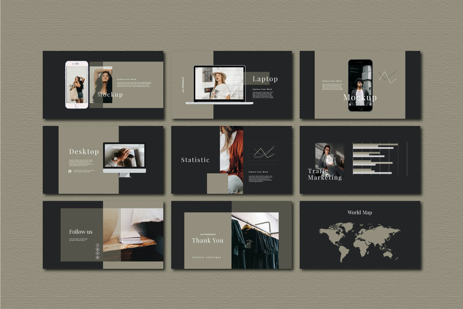 服装品牌欧美风营销PPT幻灯片模板 Agnez – Powerpoint Template设计素材模板