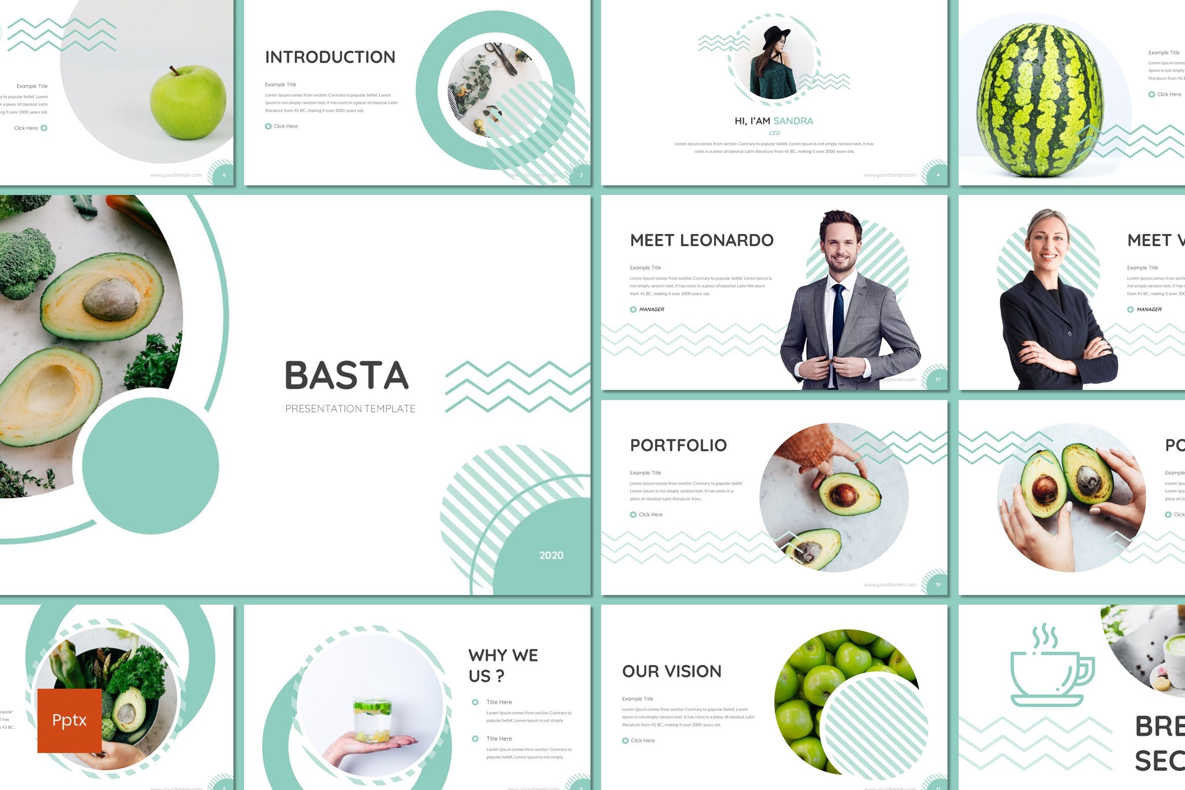 科普类教育水果主题PowerPoint课件模板 Basta – Fruit Powerpoint Template设计素材模板
