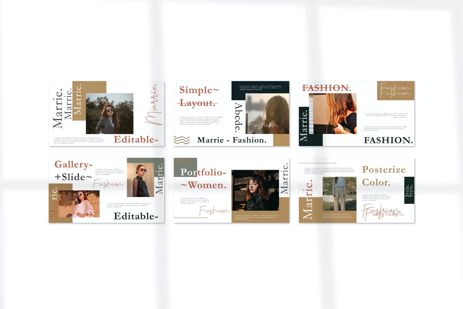 人物时尚摄影工作室推广Powerpoint模板 Marrie – Powerpoint Template设计素材模板
