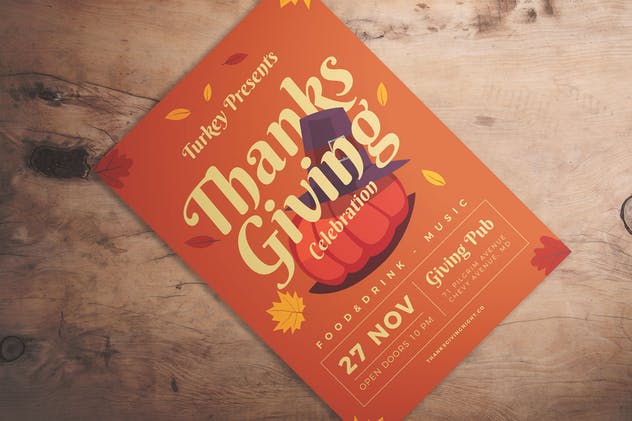 感恩节秋季庆典活动传单设计模板 Thanksgiving Celebration Flyer设计素材模板