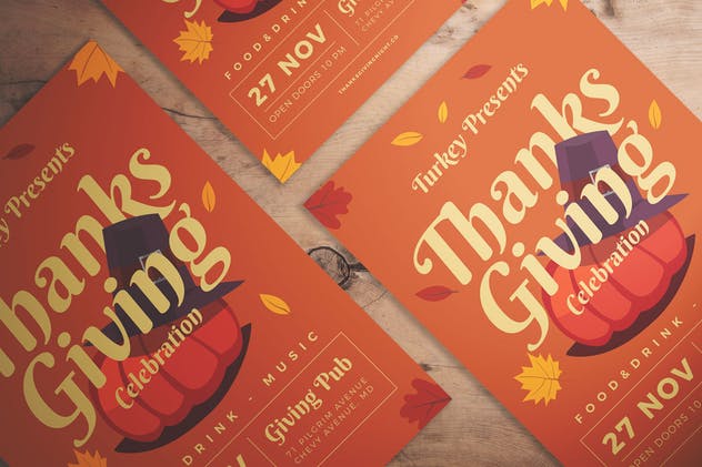 感恩节秋季庆典活动传单设计模板 Thanksgiving Celebration Flyer设计素材模板