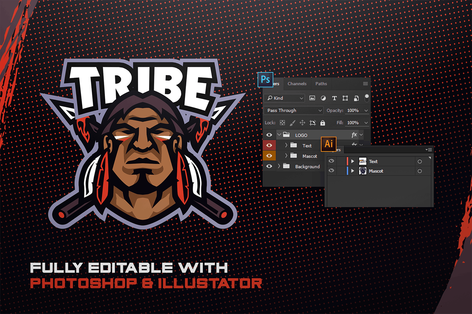 竞技Logo部落领袖设计模板 TRIBE! – E-Sports Logo Creator设计素材模板