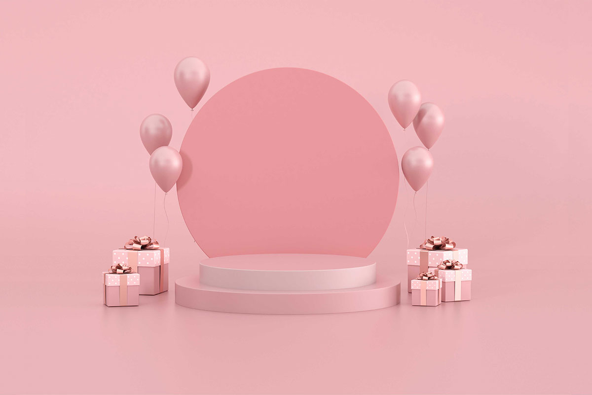 3D场景粉色礼品电商海报背景设计素材