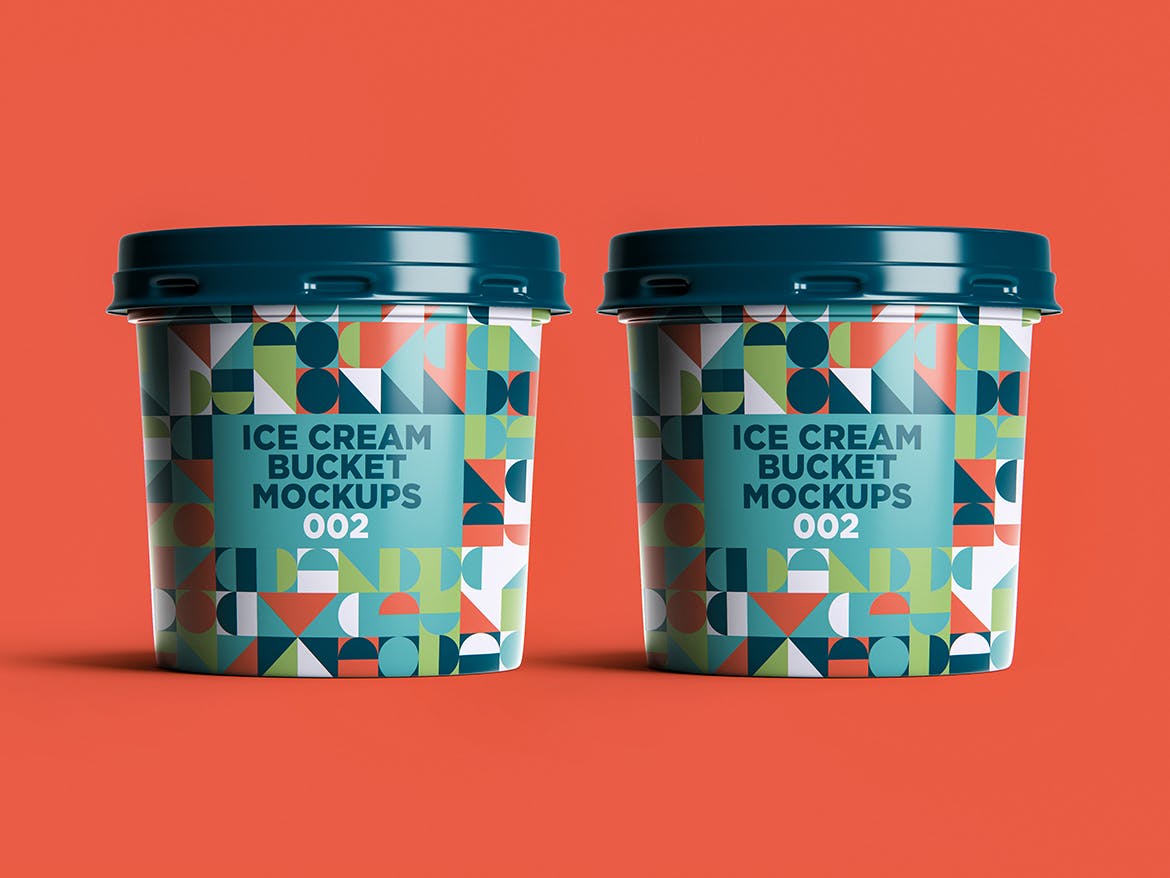 包装设计效果冰淇淋桶图样机v2 Ice Cream Bucket Mockups 002设计素材模板