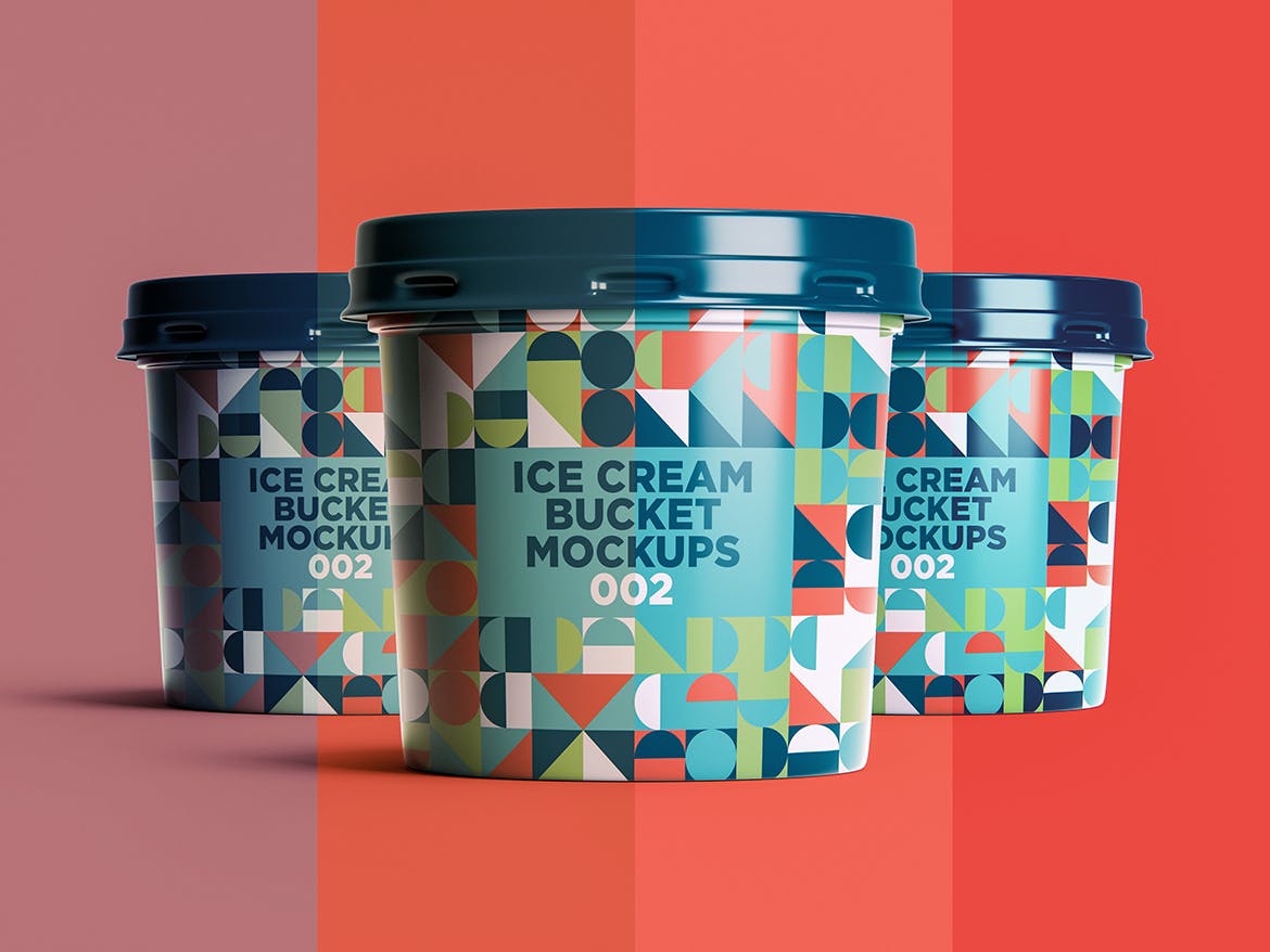 包装设计效果冰淇淋桶图样机v2 Ice Cream Bucket Mockups 002设计素材模板