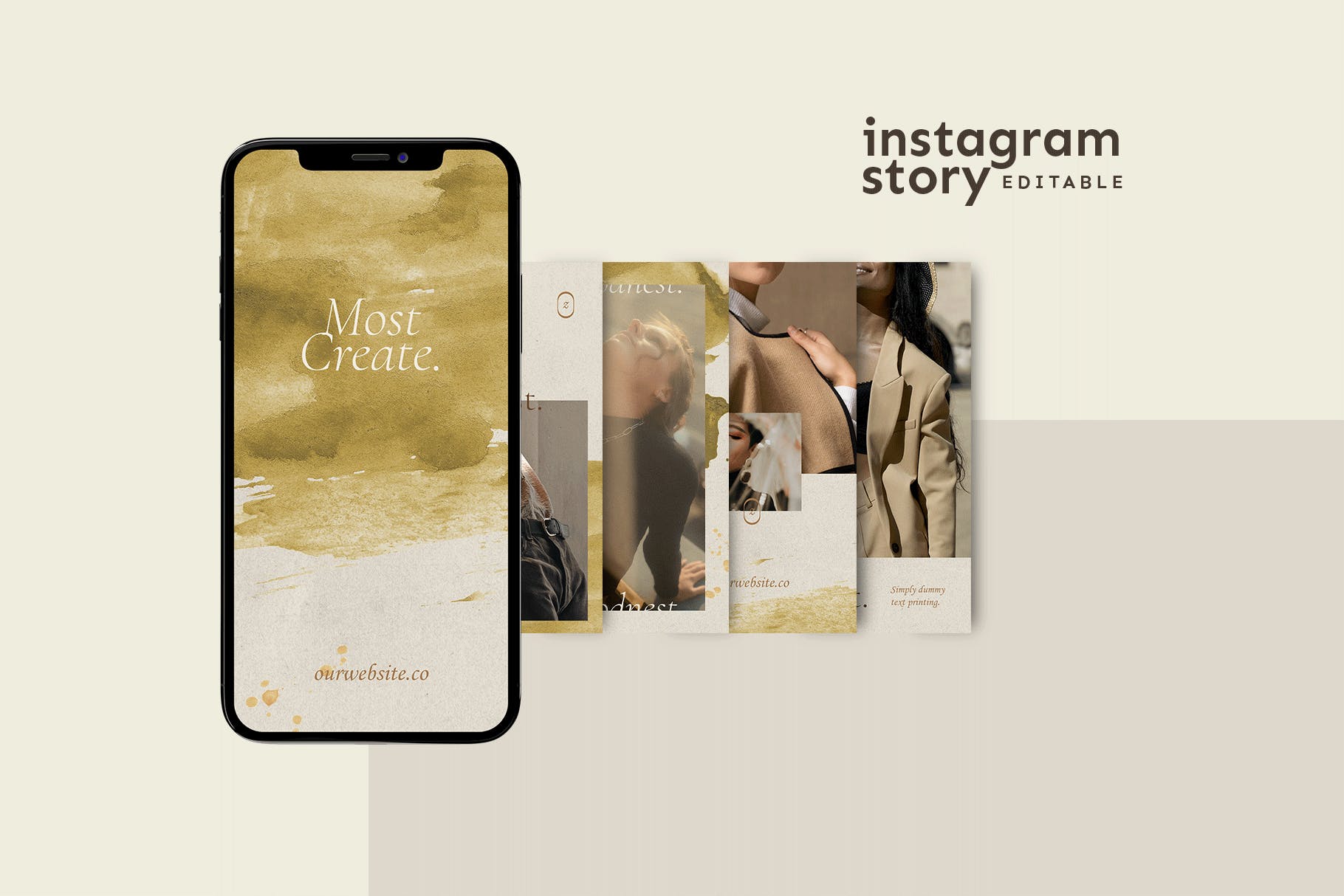 服装品牌故事金色纹理Instagram贴图模板素材 Instagram Story Template设计素材模板