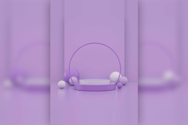 几何元素紫色主题3D场景电商海报背景设计素材