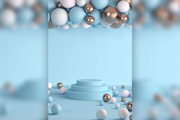 创意3D场景圆球元素电商海报背景设计素材