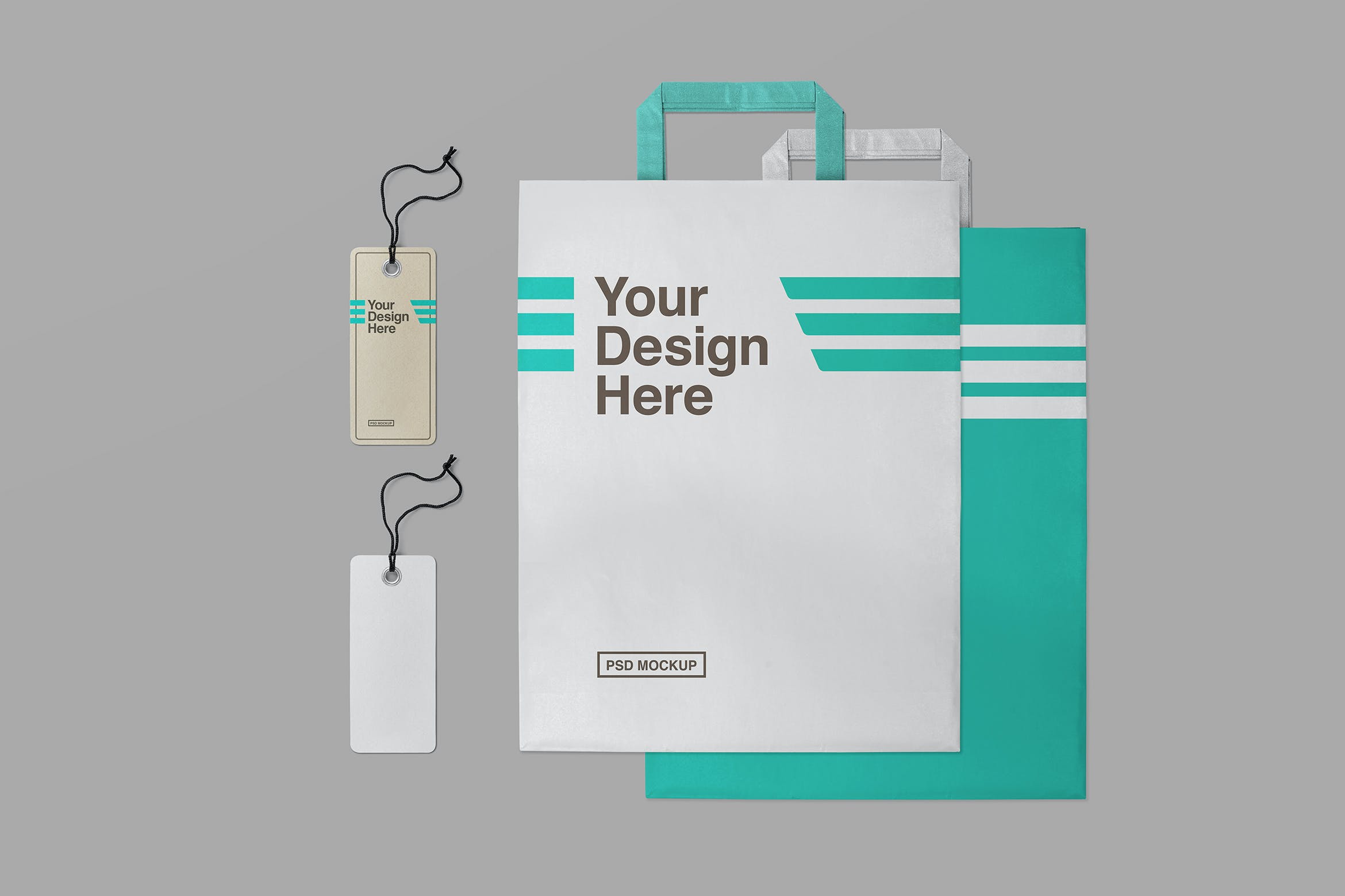 吊牌标签&购物纸袋设计样机模板 Shopping Paper Bag & Label Tag Mockups设计素材模板