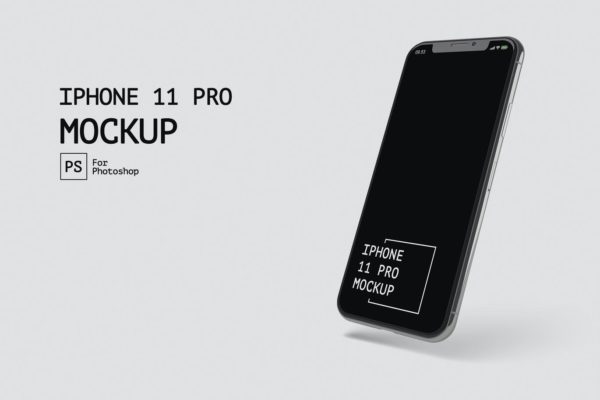 iPhone 11 Pro等轴测视图屏幕演示样机模板 IPhone 11 Pro Isometri View Mockup RZ