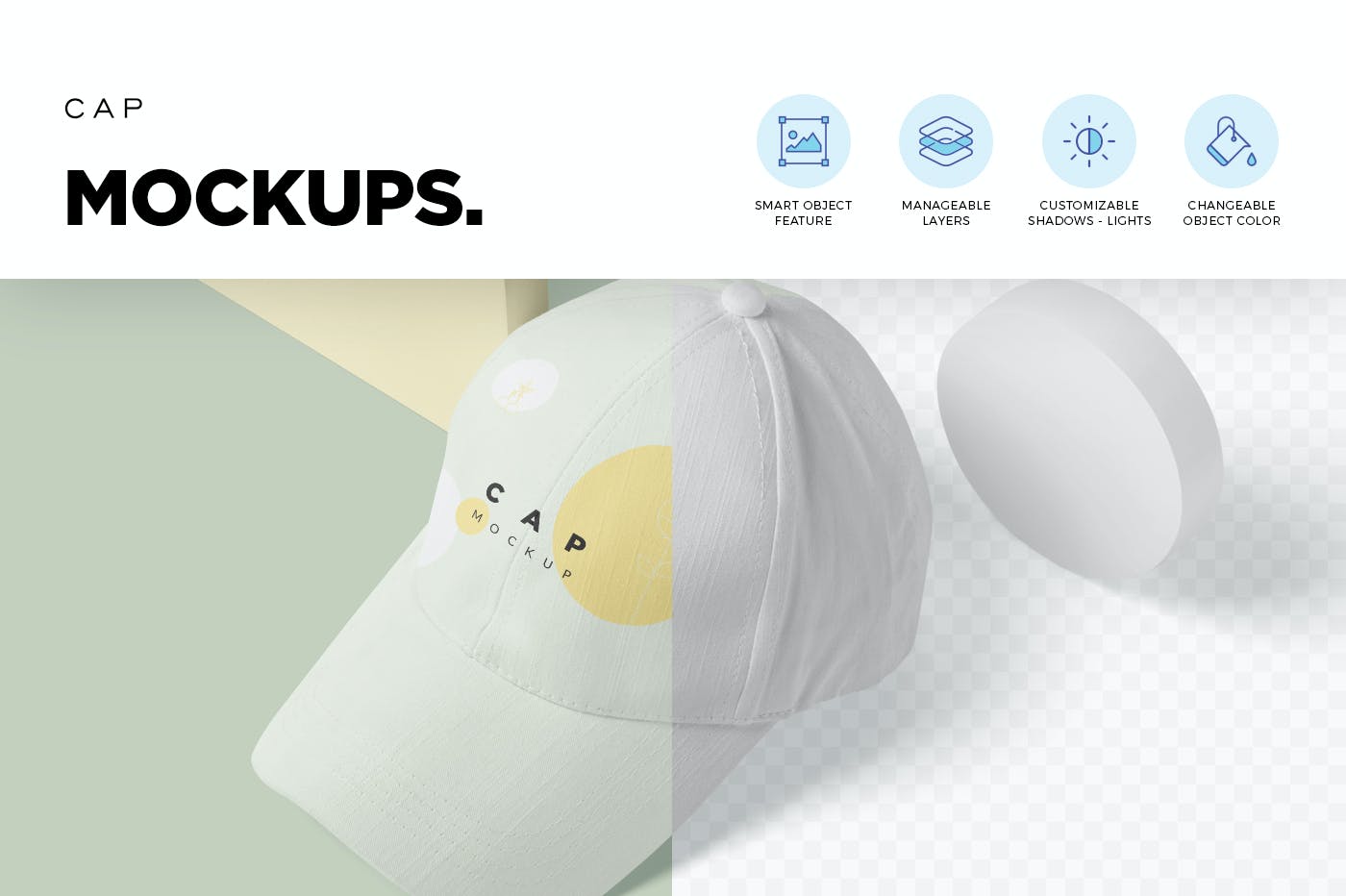 Logo设计棒球帽效果图样机模板 5 Baseball Cap Mockups设计素材模板