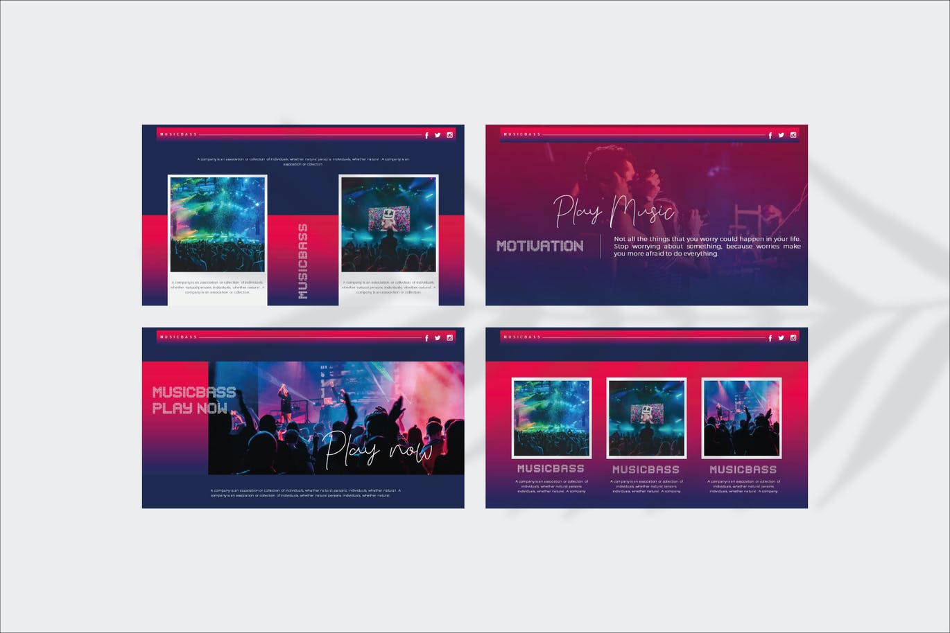 宣传幻灯片演示音乐演唱会PPT模板 MUSICBASS – Powerpoint Template设计素材模板