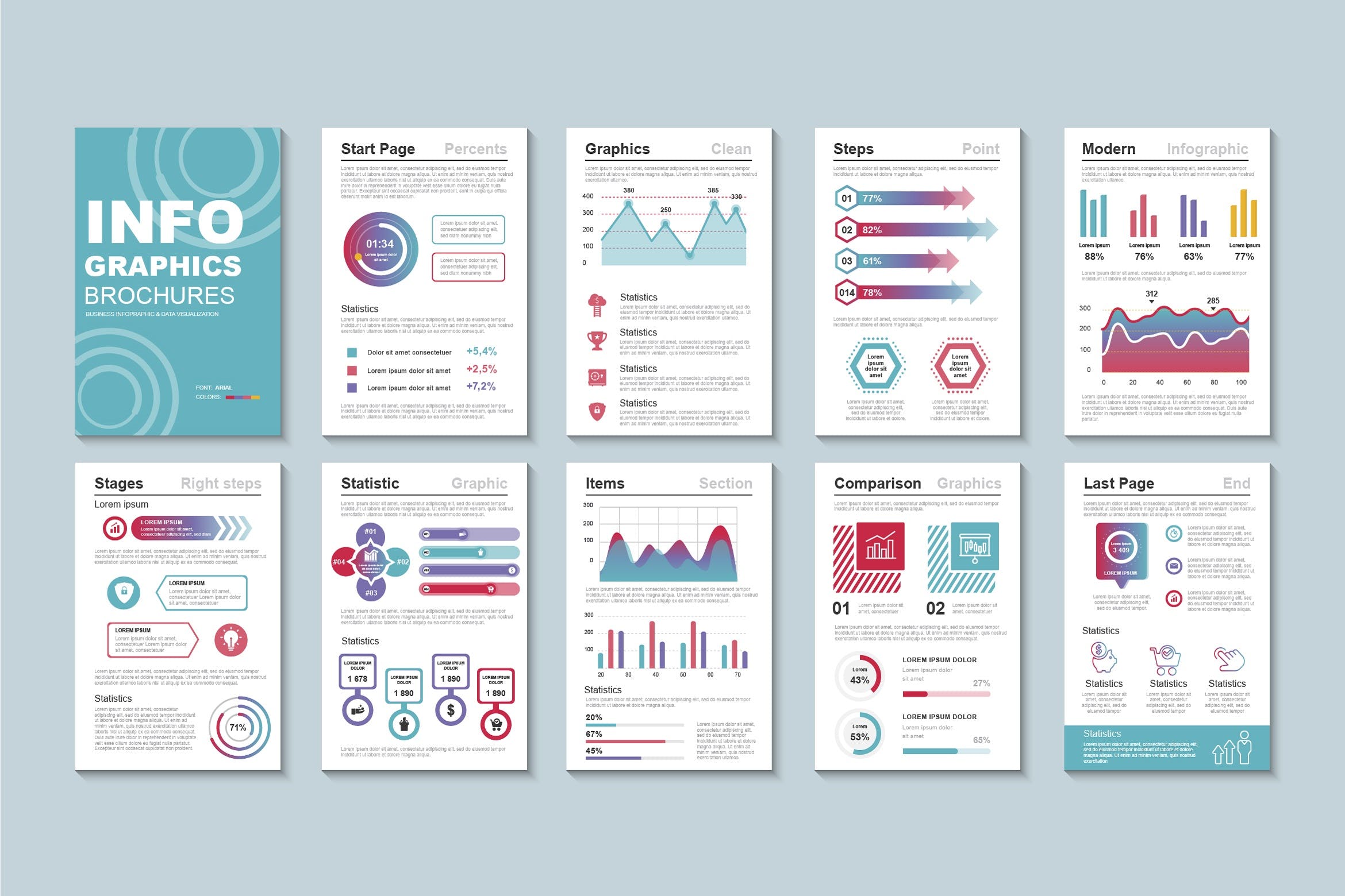 宣传册设计商业数据图表模板v1 Business Infographic Brochure Design Template设计素材模板