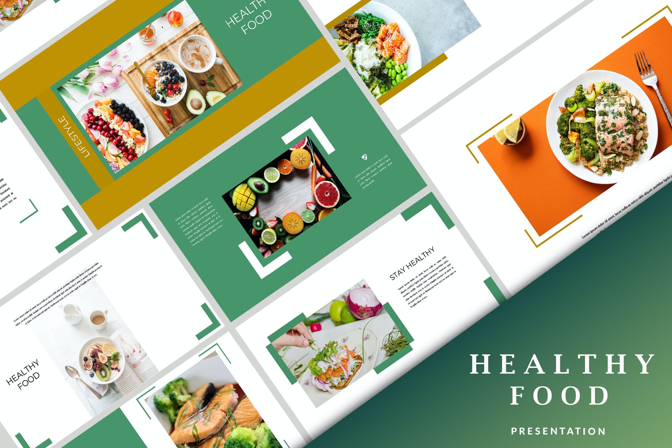 创意幻灯片健康食品主题演示PPT模板 Healthy Food – Creative Powerpoint Template设计素材模板