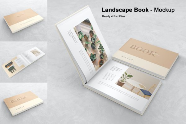 画册杂志横版规格设计样机模板v3 Landscape Book / Magazine – Mockup Vol. 3