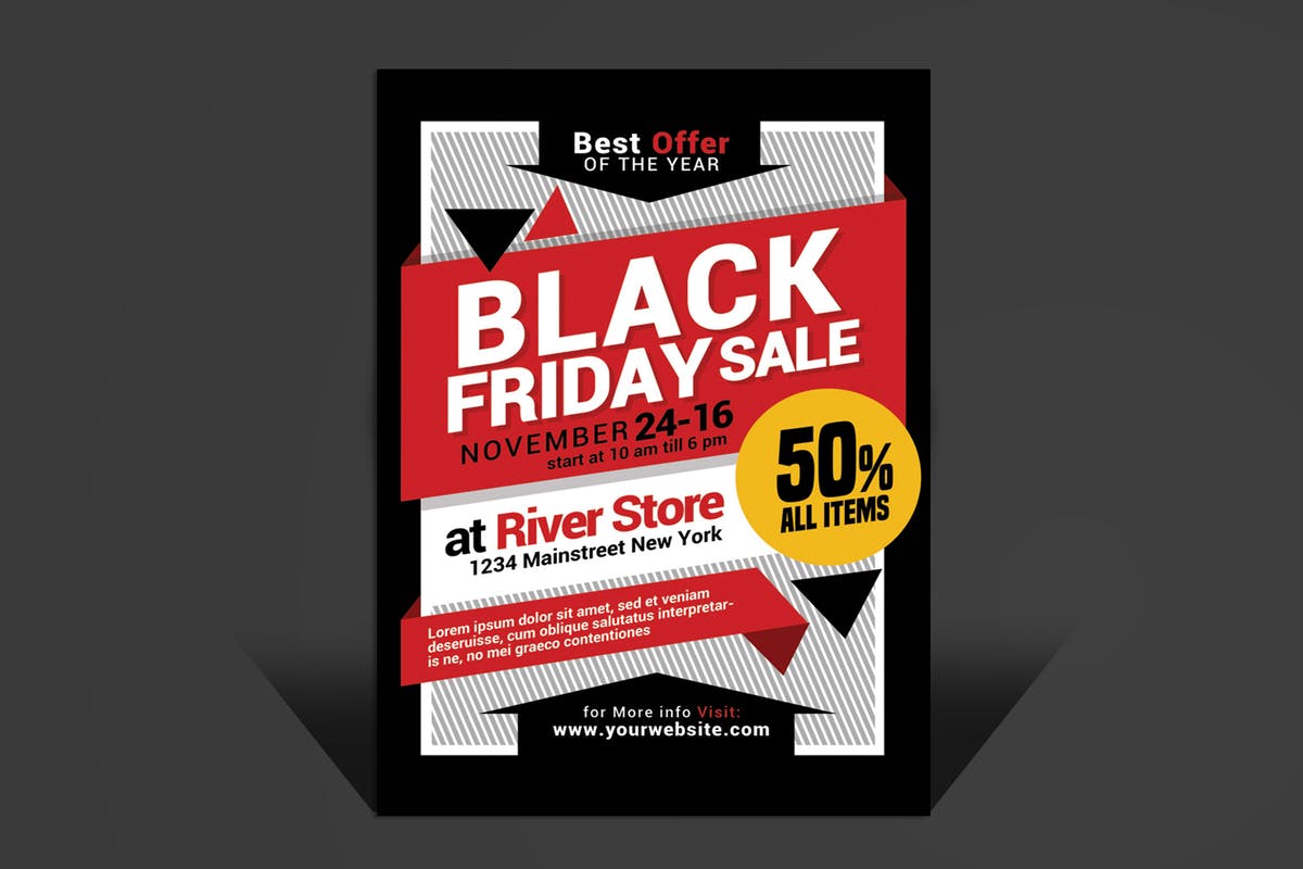 销售传单黑色星期五设计模板 Black Friday Sale Flyer设计素材模板