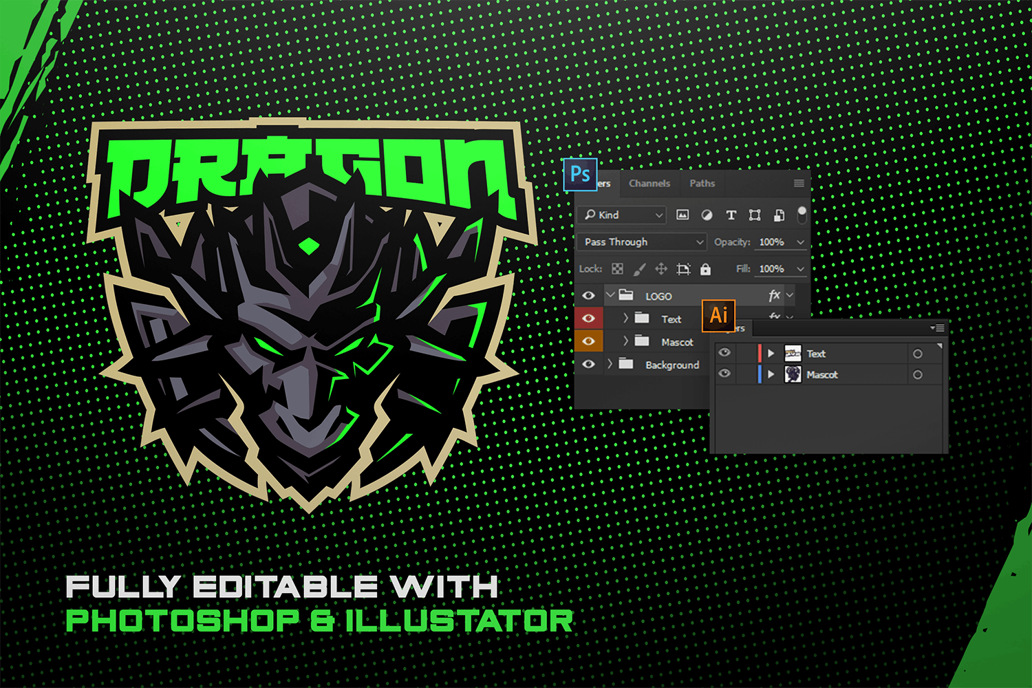 电子竞技Logo黑龙设计模板 DRAGONN – E-Sports Logo Creator设计素材模板