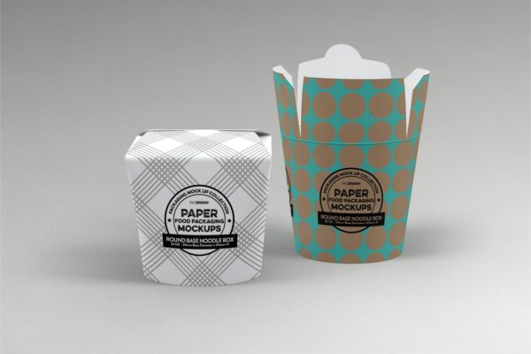 纸质包装盒圆底面设计样机模板 Round Base Noodle Box Packaging Mockup