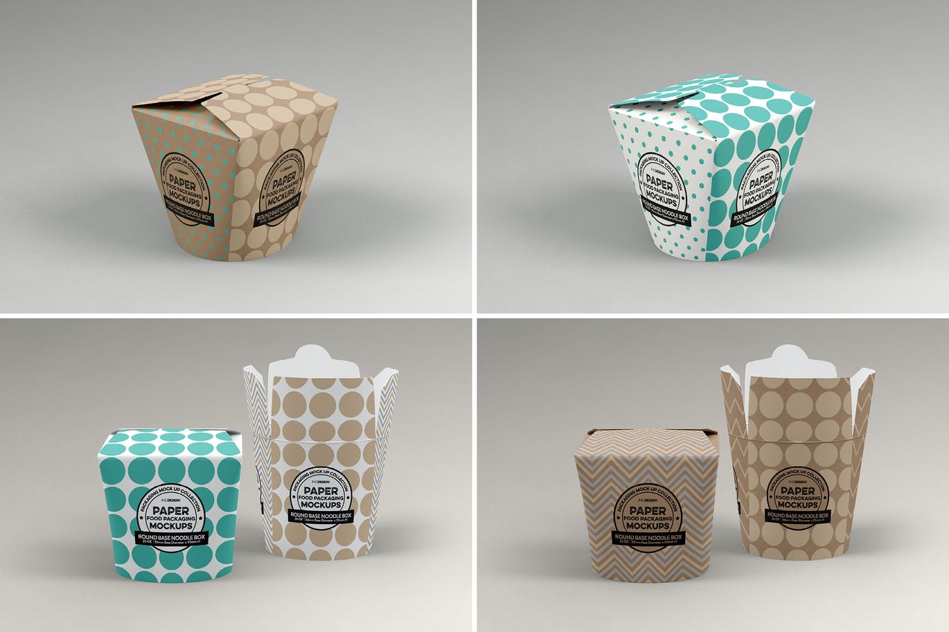纸质包装盒圆底面设计样机模板 Round Base Noodle Box Packaging Mockup设计素材模板