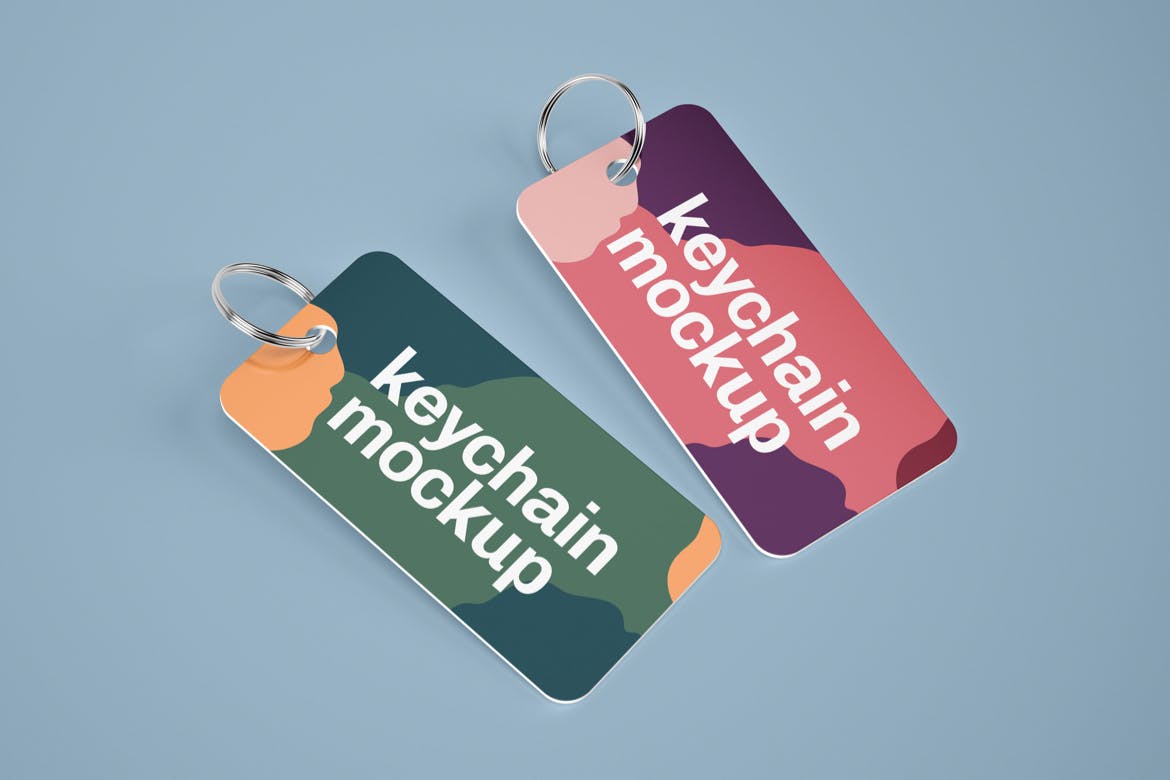 钥匙扣5种不同的设计样机集 Keychain Mockup Set设计素材模板
