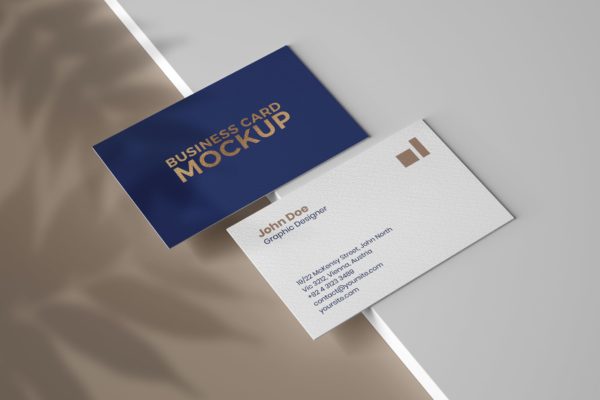 名片植物阴影效果图样机模板 Business Card Mockup With Overlay Shadow