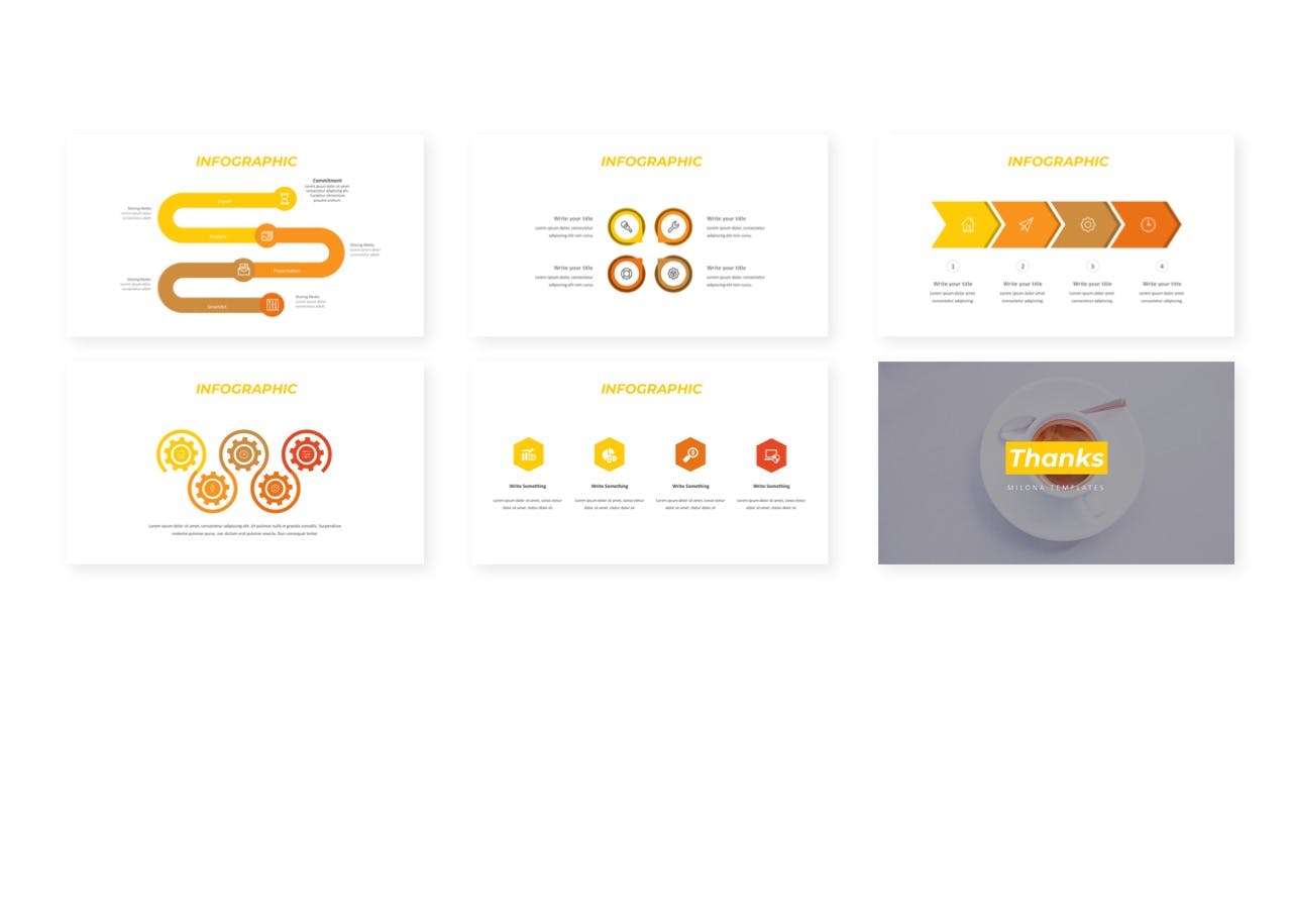 黄色醒目设计数据分析PPT演示模板 Milona – Presentation Template设计素材模板