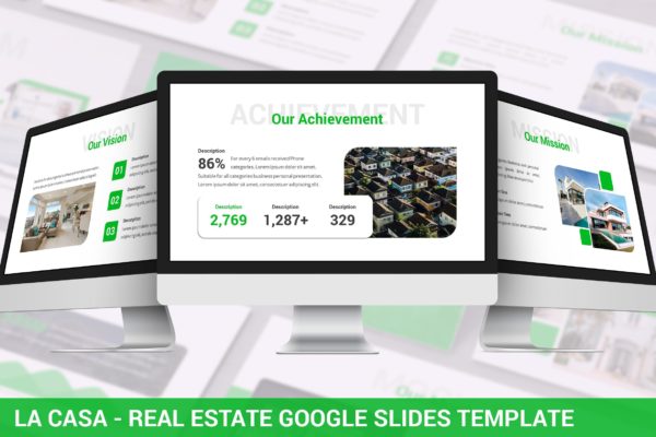 房地产公司精致工作总结汇报PPT模板 La Casa – Real Estate Google Slides Template