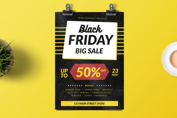 购物狂欢节宣传促销单设计模板 Black Friday Flyer