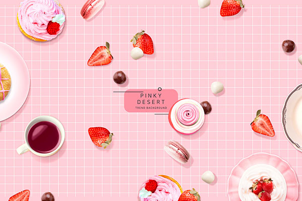 甜点食品粉色元素网格背景图形psd素材