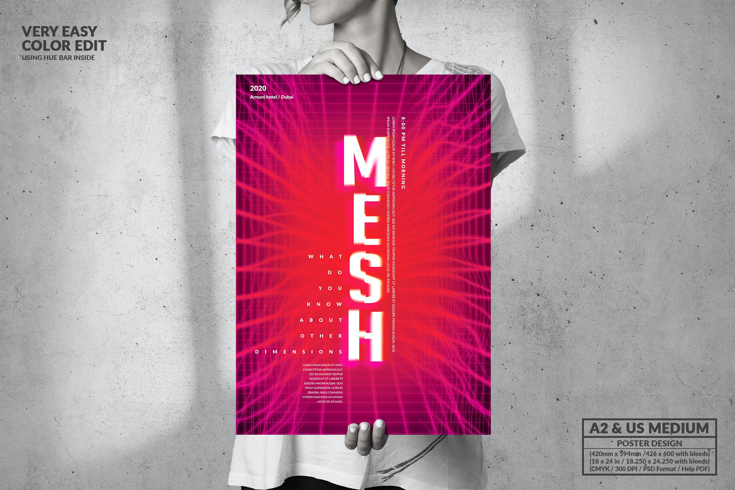 音乐派对活动红色科技线条海报设计模板 Party Music Event – Big Poster Design设计素材模板