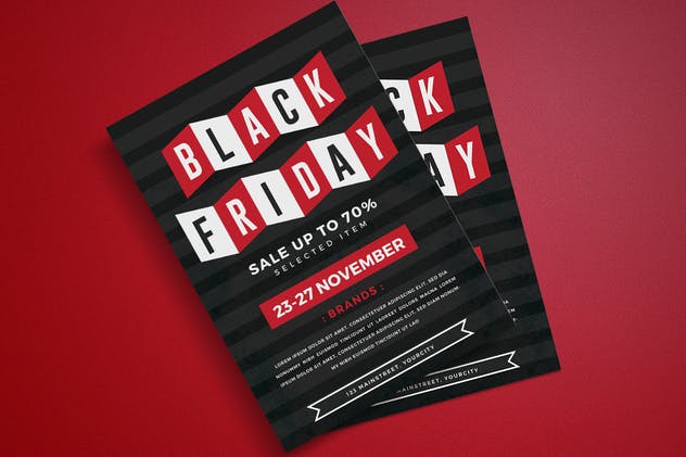 购物狂欢节黑色星期五促销海报设计模板 Black Friday Flyer设计素材模板