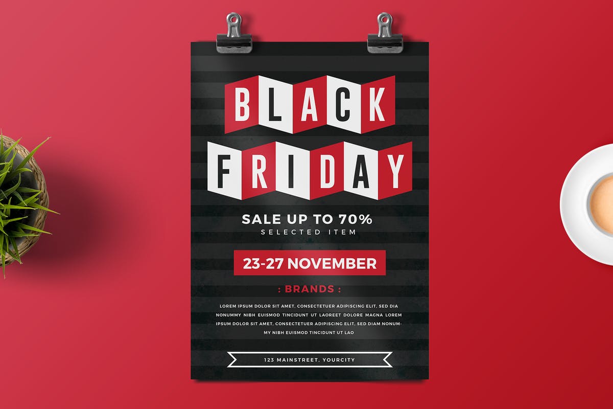 购物狂欢节黑色星期五促销海报设计模板 Black Friday Flyer设计素材模板