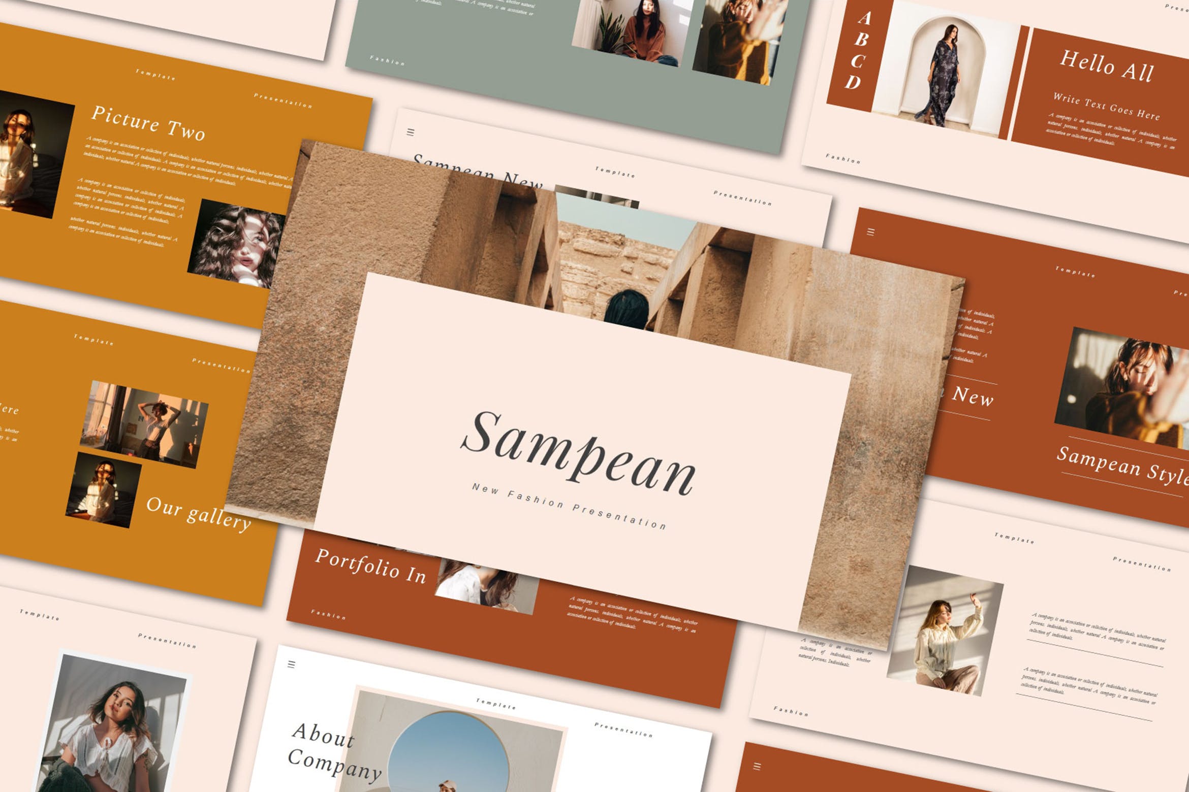 品牌指南新品服装Powerpoint模板 Sampean – Powerpoint template设计素材模板